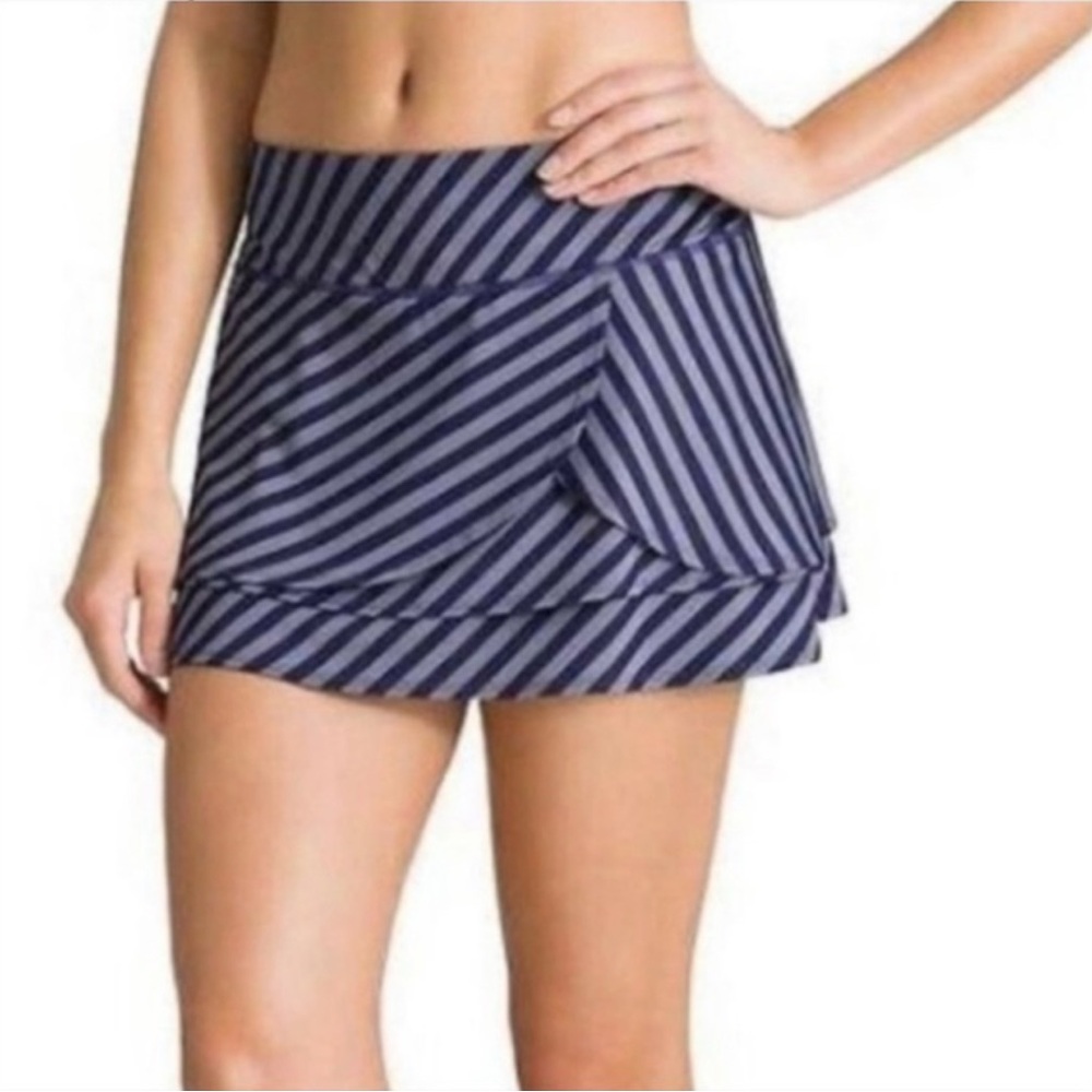 Athleta Swagger Fly By Skort striped Purple Lined SZ M